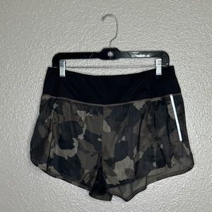 Athleta Camo Black Band Running Shorts